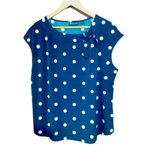 New York & Company Black and White Cap Sleeve Tie Front Blouse